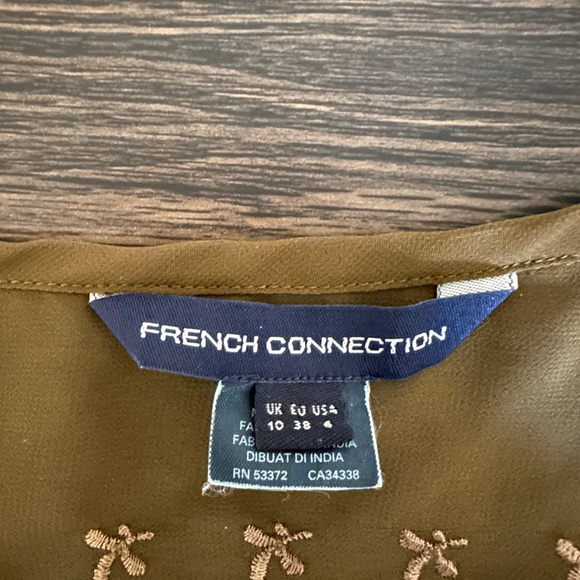 Dark Green • Olive Sheer Sleeveless Shirt with Embroidered Details • - Picture 4 of 4